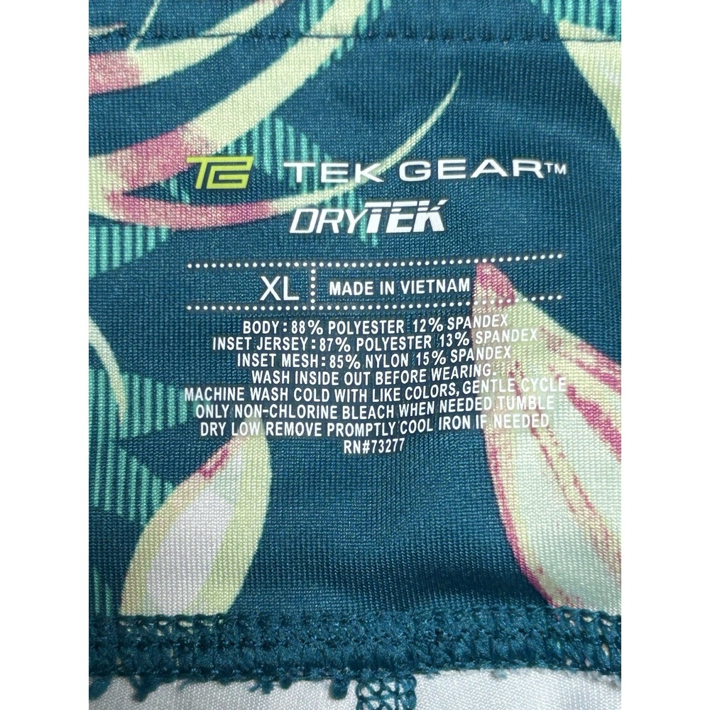 TEK GEAR DRYTEK Women’s XL Floral Cropped Leggings Teal Athleisure Gym - Picture 2 of 3